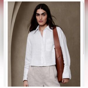 Banana Republic Boxy Cropped Linen Shirt NWT